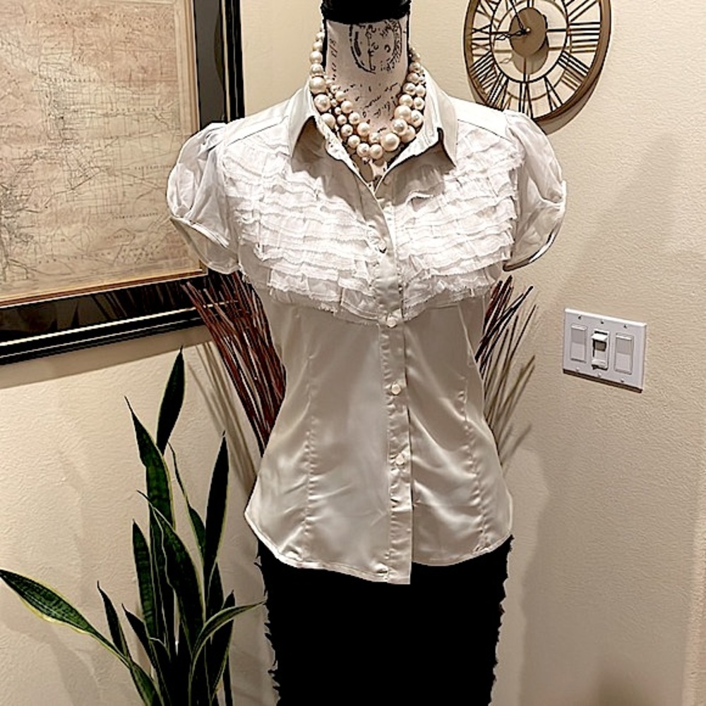 Surrealist Ruffle Front Blouse - Picture 1 of 11